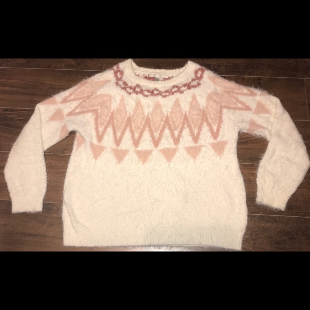 Lauren Conrad Fuzzy Patterned White Sweater